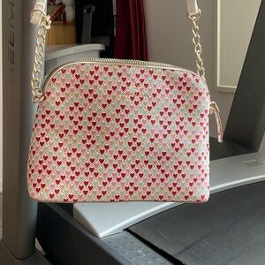 Nanette Lepore Pink and Red Heart Crossbody Bag